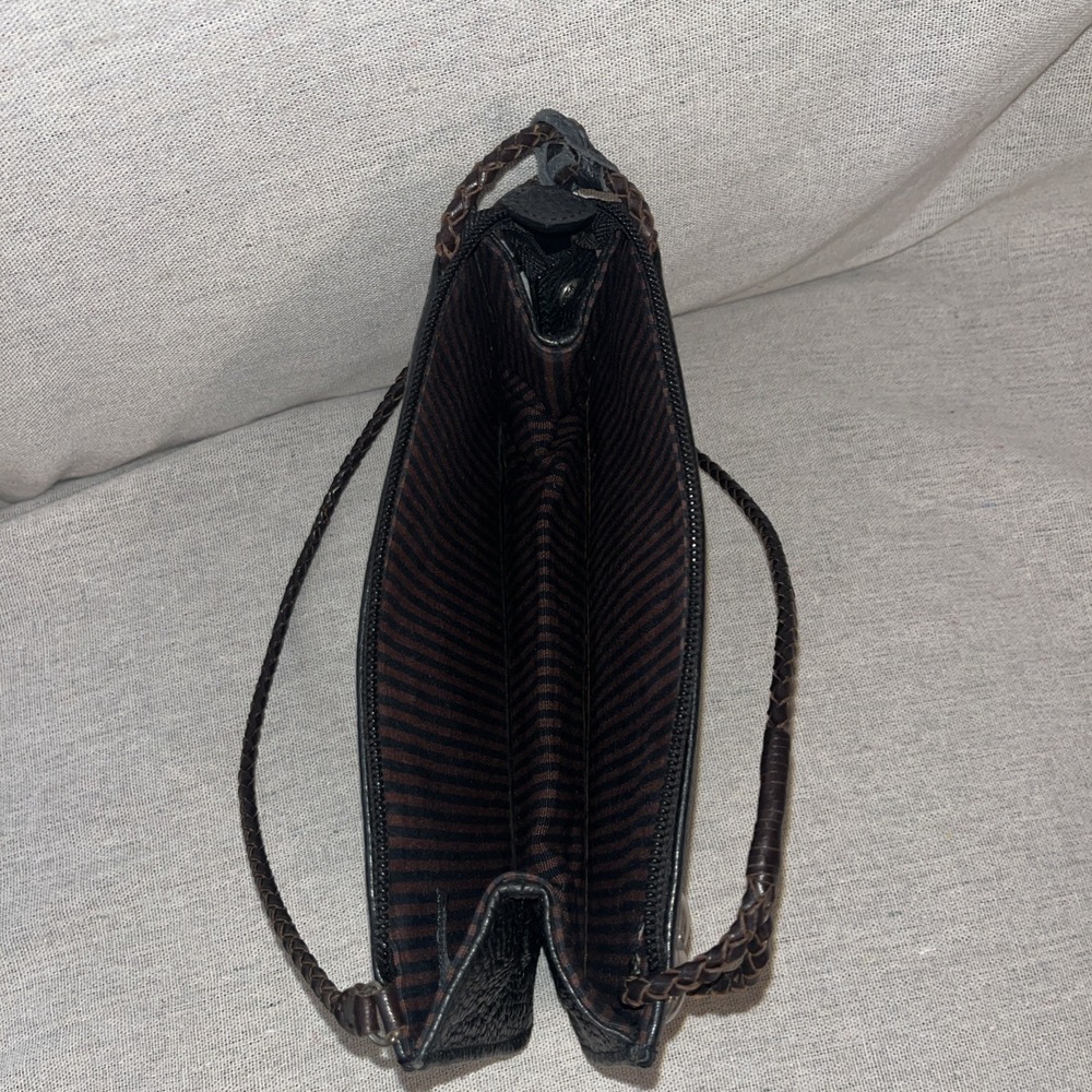 BRIGHTON Black Brown Croc Embossed Leather Small Clutch Wristlet Size Purse - Picture 5 of 6